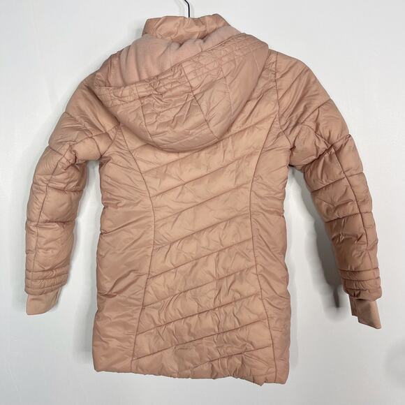 Spyder Girls Small 7 Light Pink Clara Short Puffer Jacket Misty Rose Hooded - Picture 2 of 12